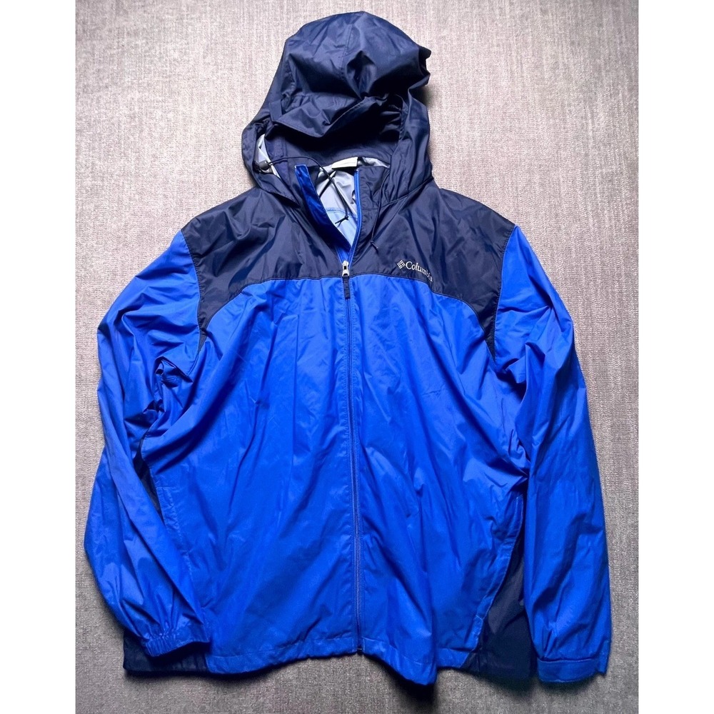 Columbia Glennaker Lake II Rain Jacket Mens 2XL Blue Omni Shield Full Zip Hooded